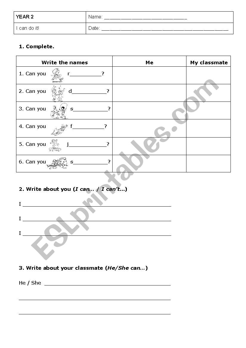 Can you do it? worksheet