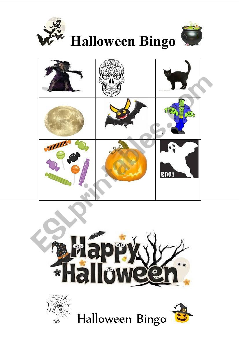 Halloween Bingo part 2 worksheet