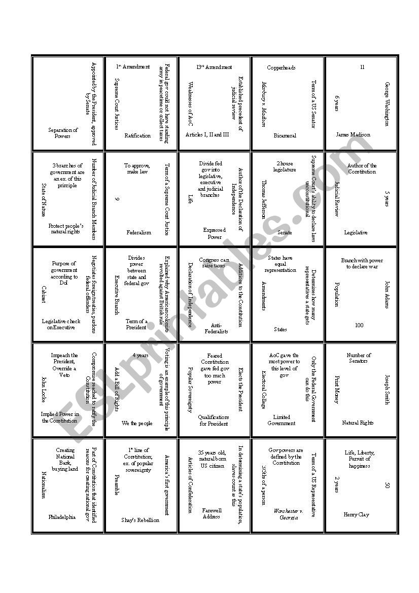 Constitution Review Magic squares