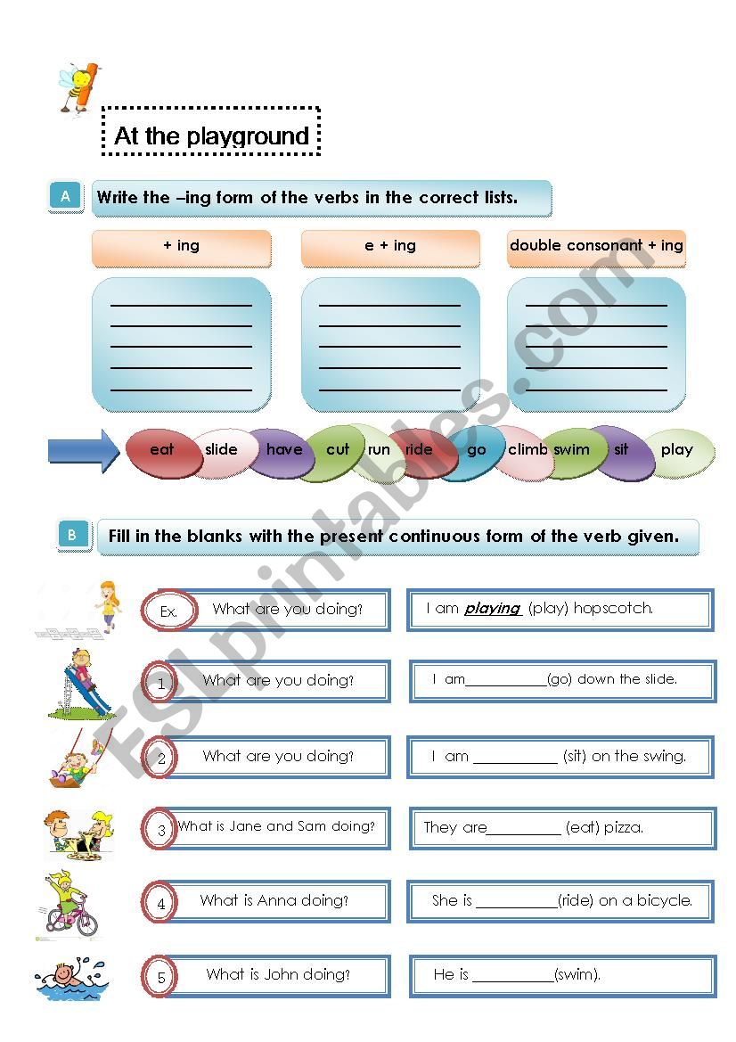 Present continuous worksheet