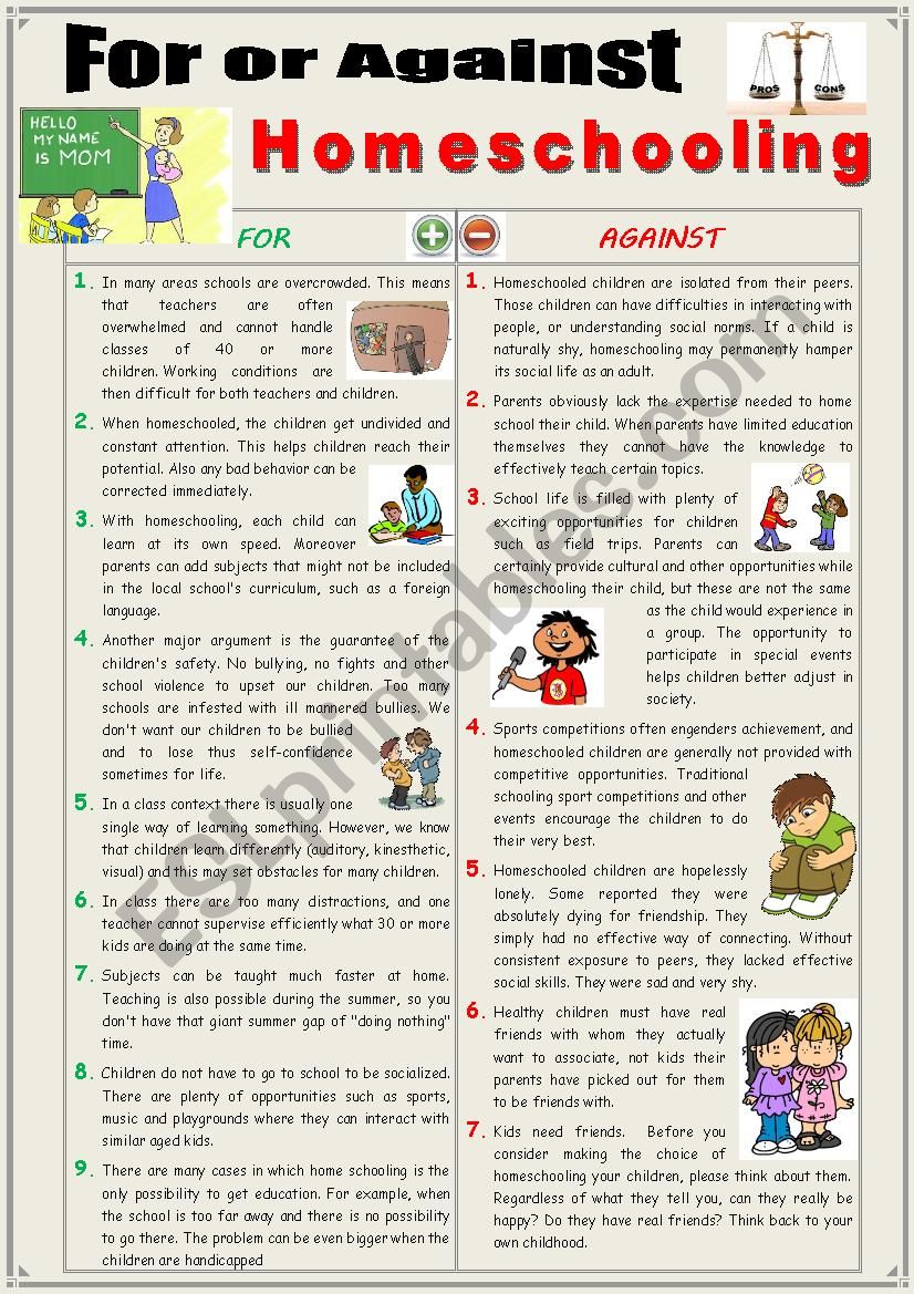 for and against homework debate