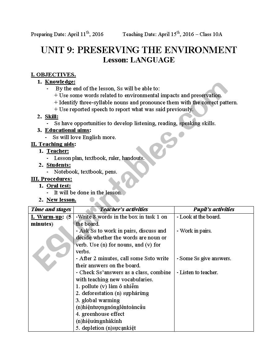 language worksheet