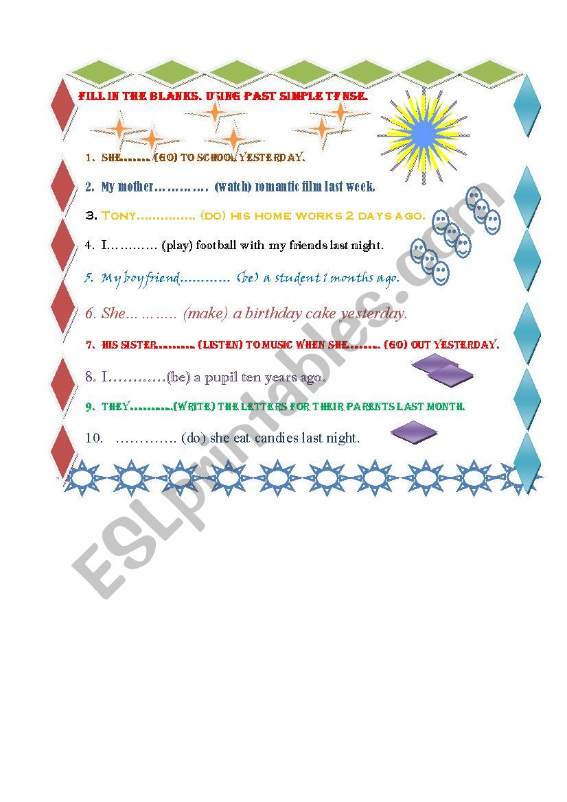  past simple tense worksheet