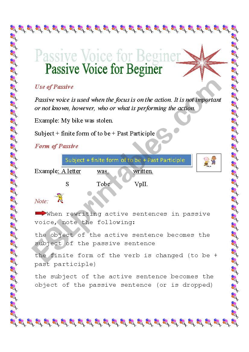 Passive voice for beginer worksheet