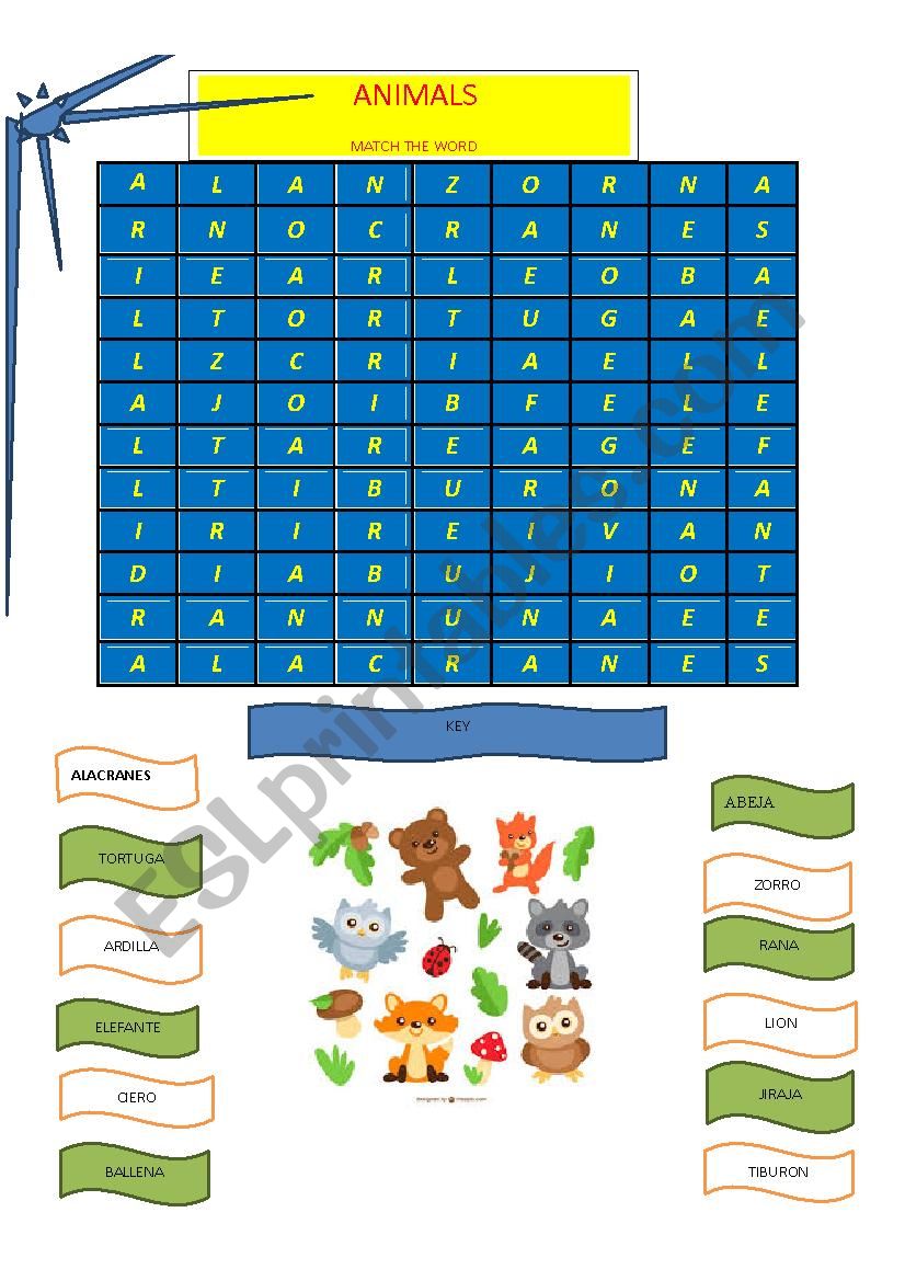 ANIMALS worksheet