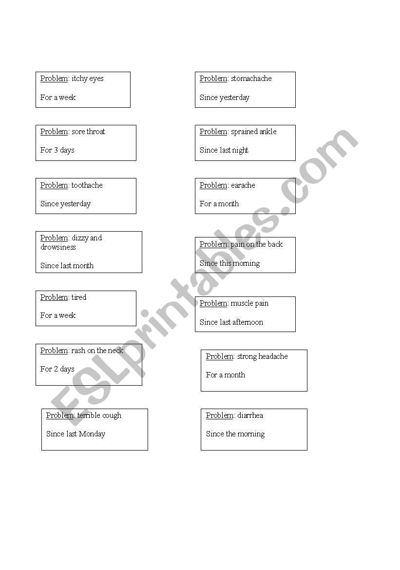 Present Perfect For and Since conversation cards