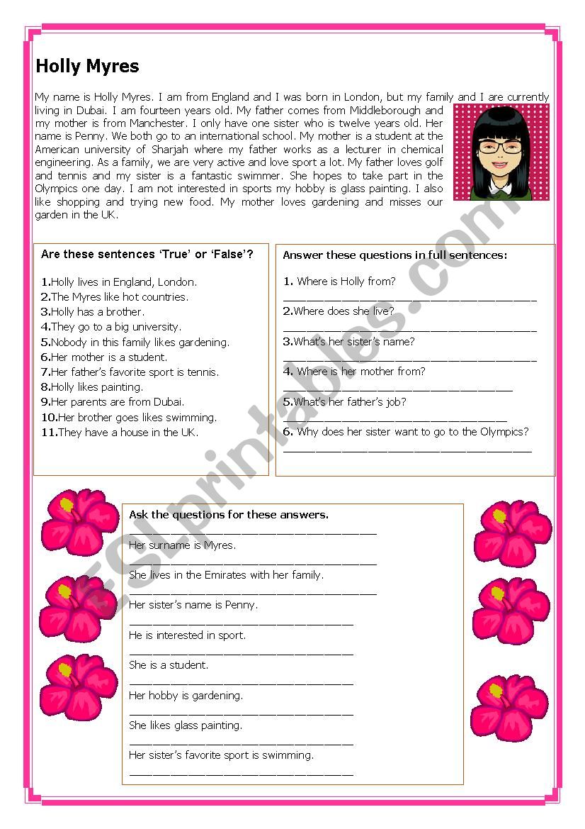 Holly Myres worksheet