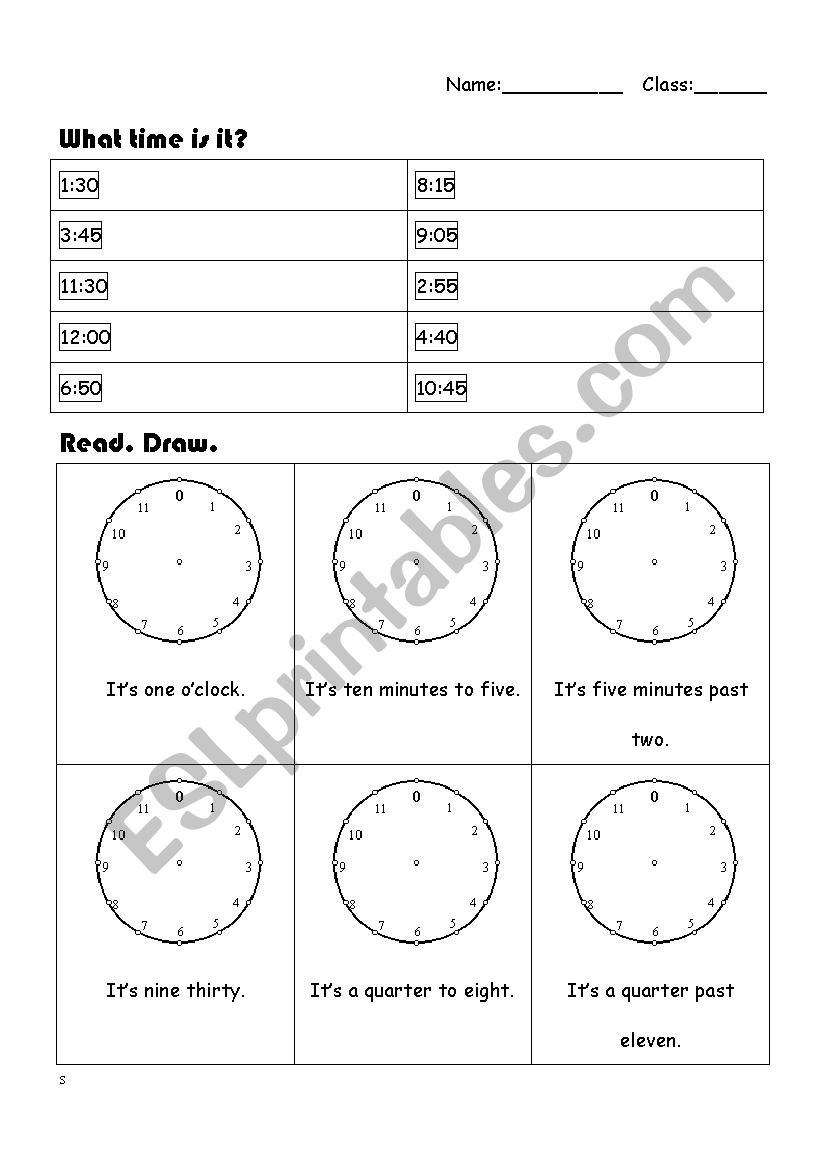 What time is it? worksheet