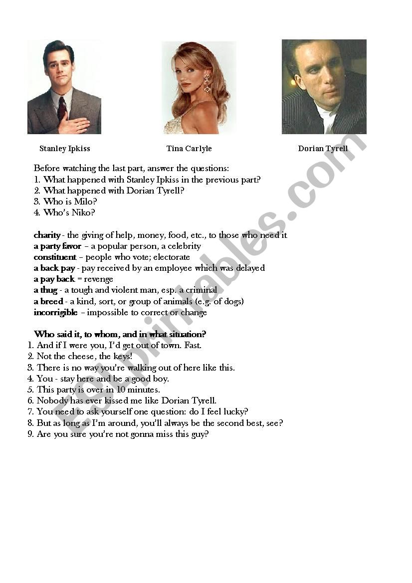 the Mask movie, part 4 worksheet