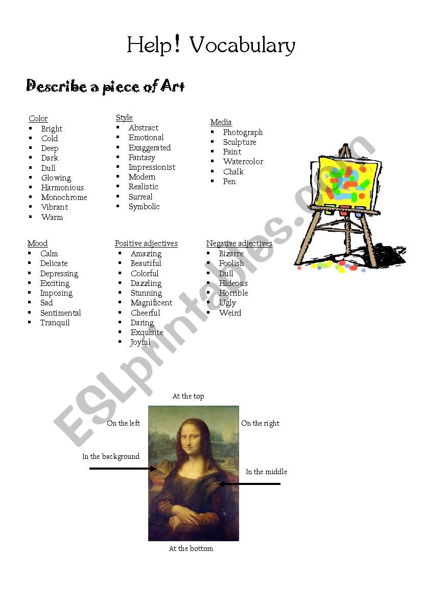 Art Vocabulary  worksheet