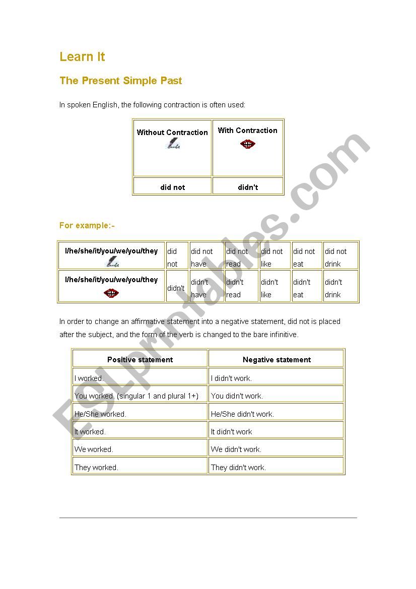 past smple worksheet