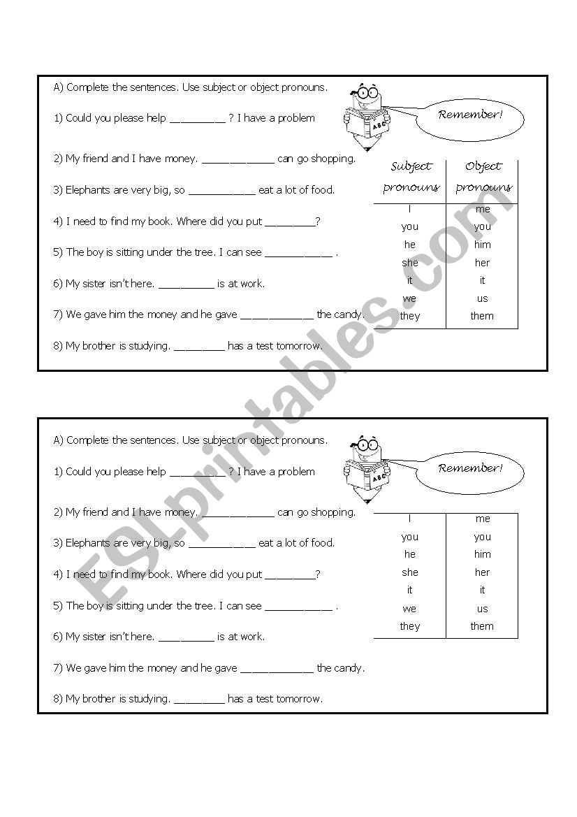 Object Pronouns worksheet