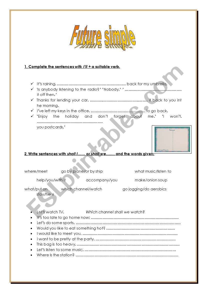 Future simple worksheet