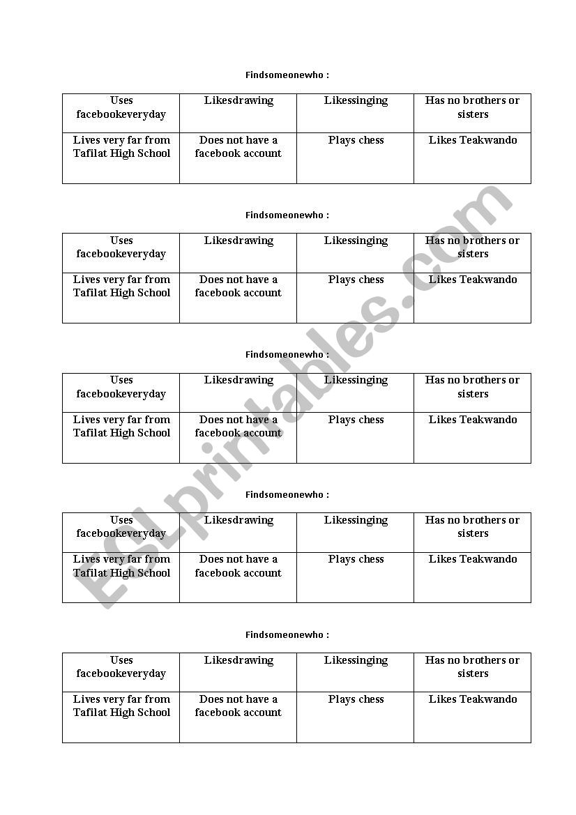 find someone game worksheet