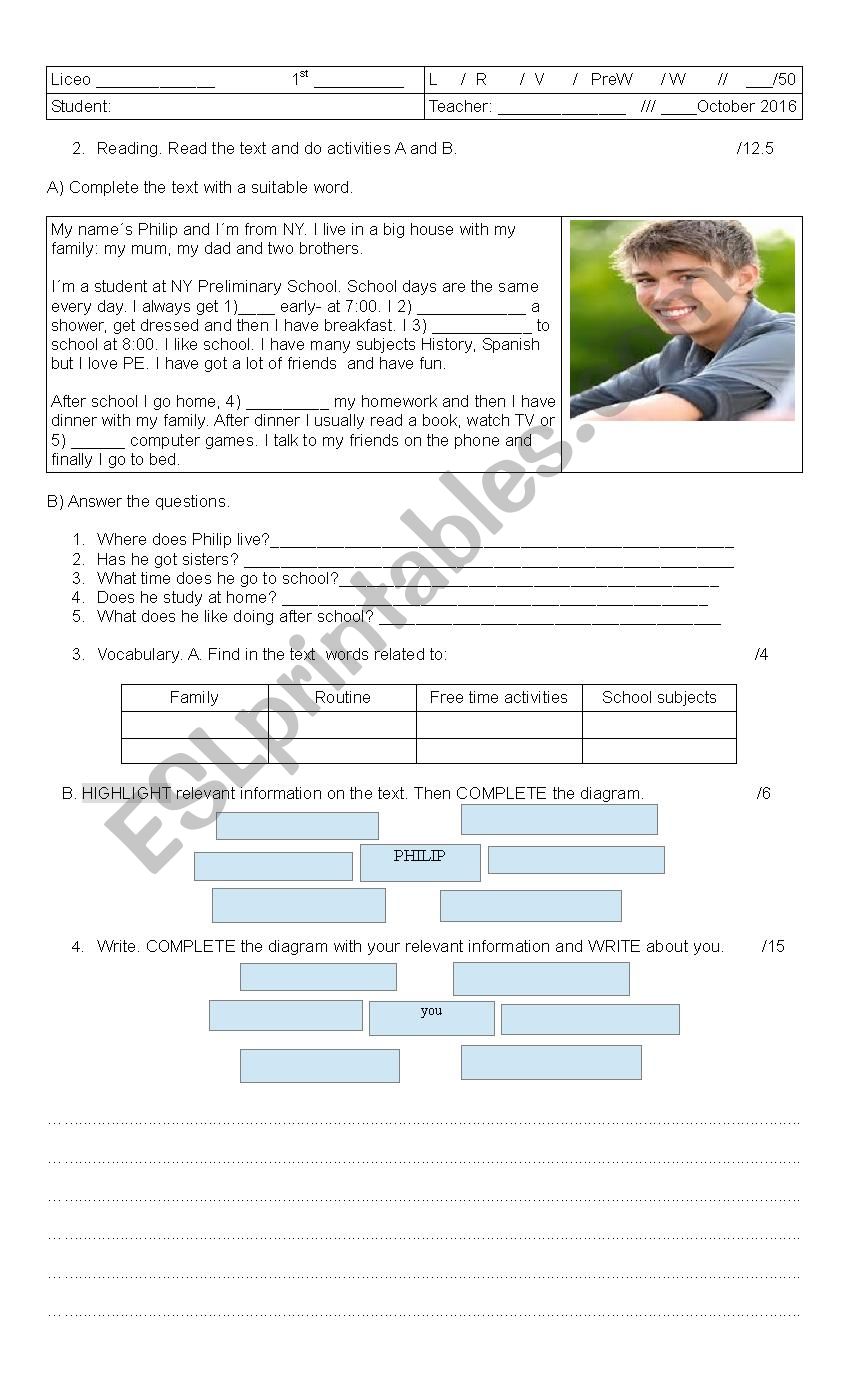 Test yourself worksheet