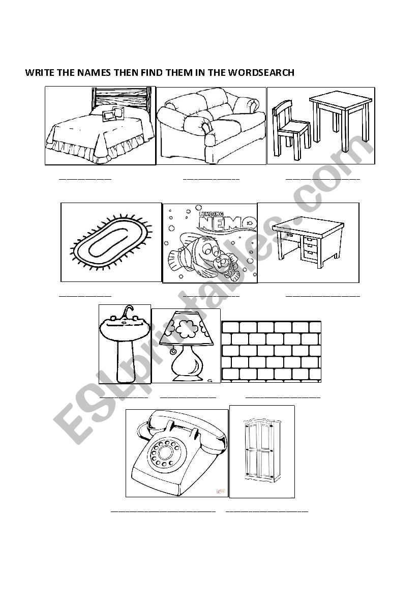 FURNITURE WORDSEARCH 2 worksheet