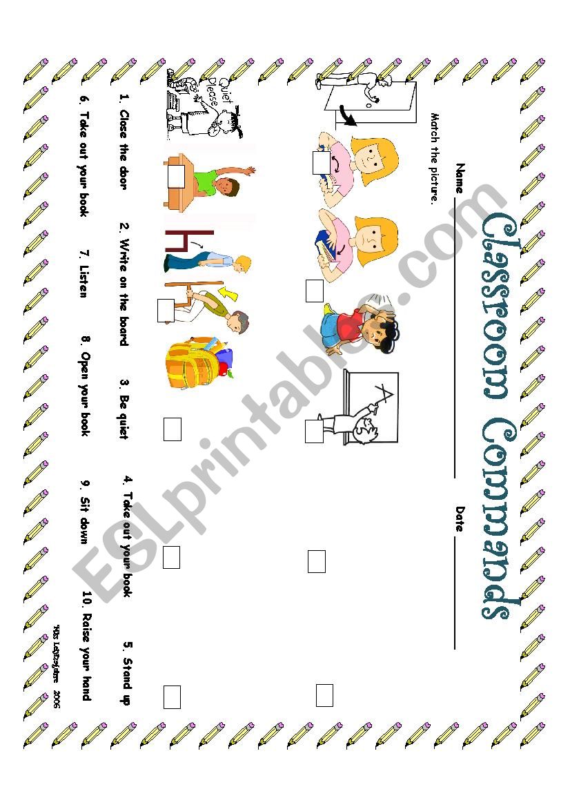 Classroom Comands  worksheet