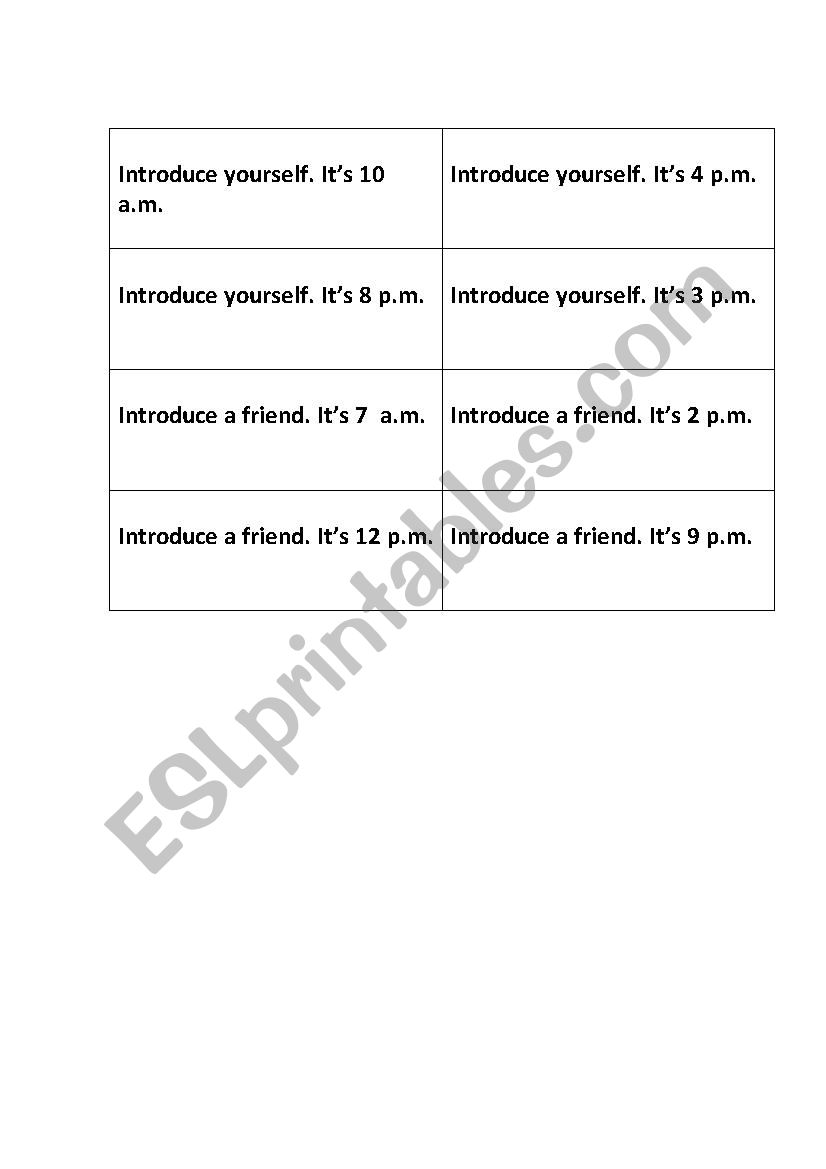 Introduce yourself worksheet