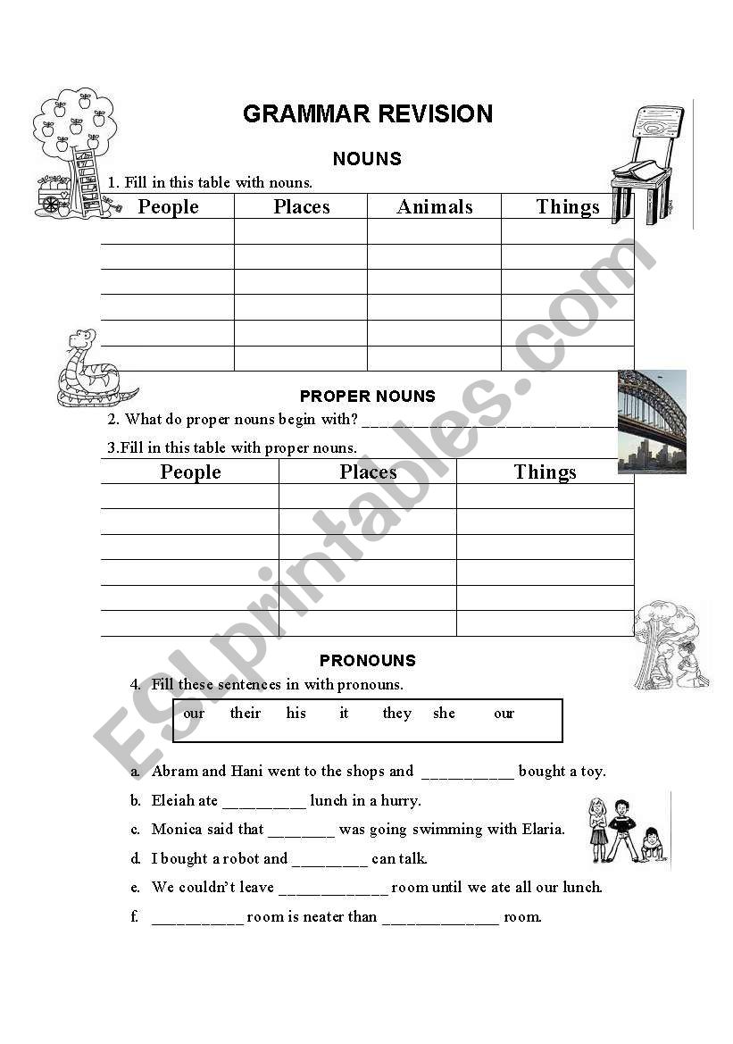 Grammar Revision worksheet