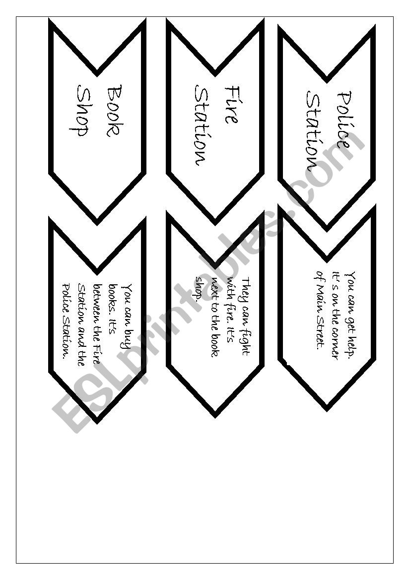 matching game places in town worksheet