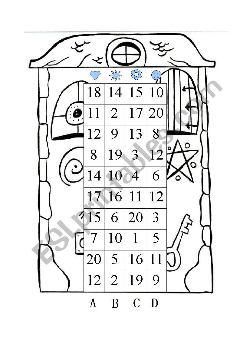 Maze for practicing numbers 1-20