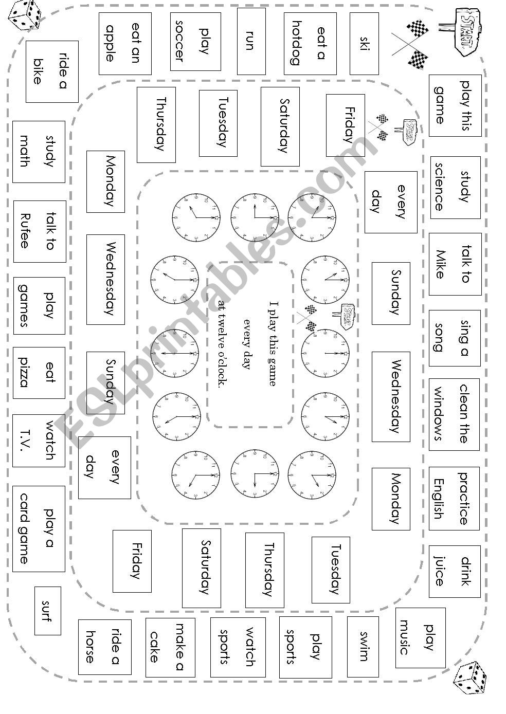 Versatile actions and times boardgame