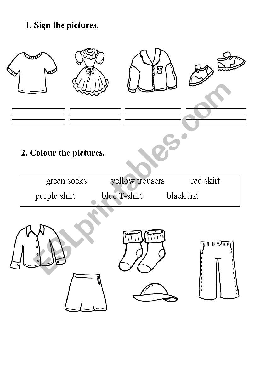 Clothes worksheet