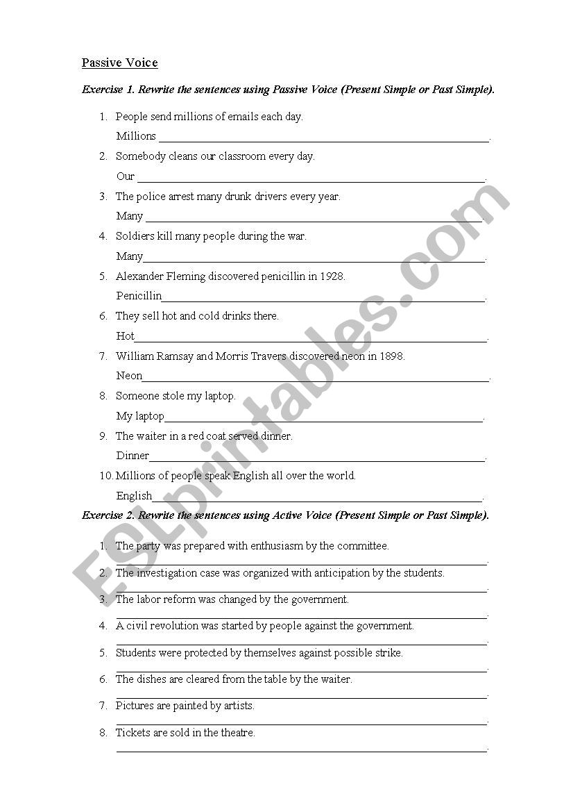 Passive Voice worksheet