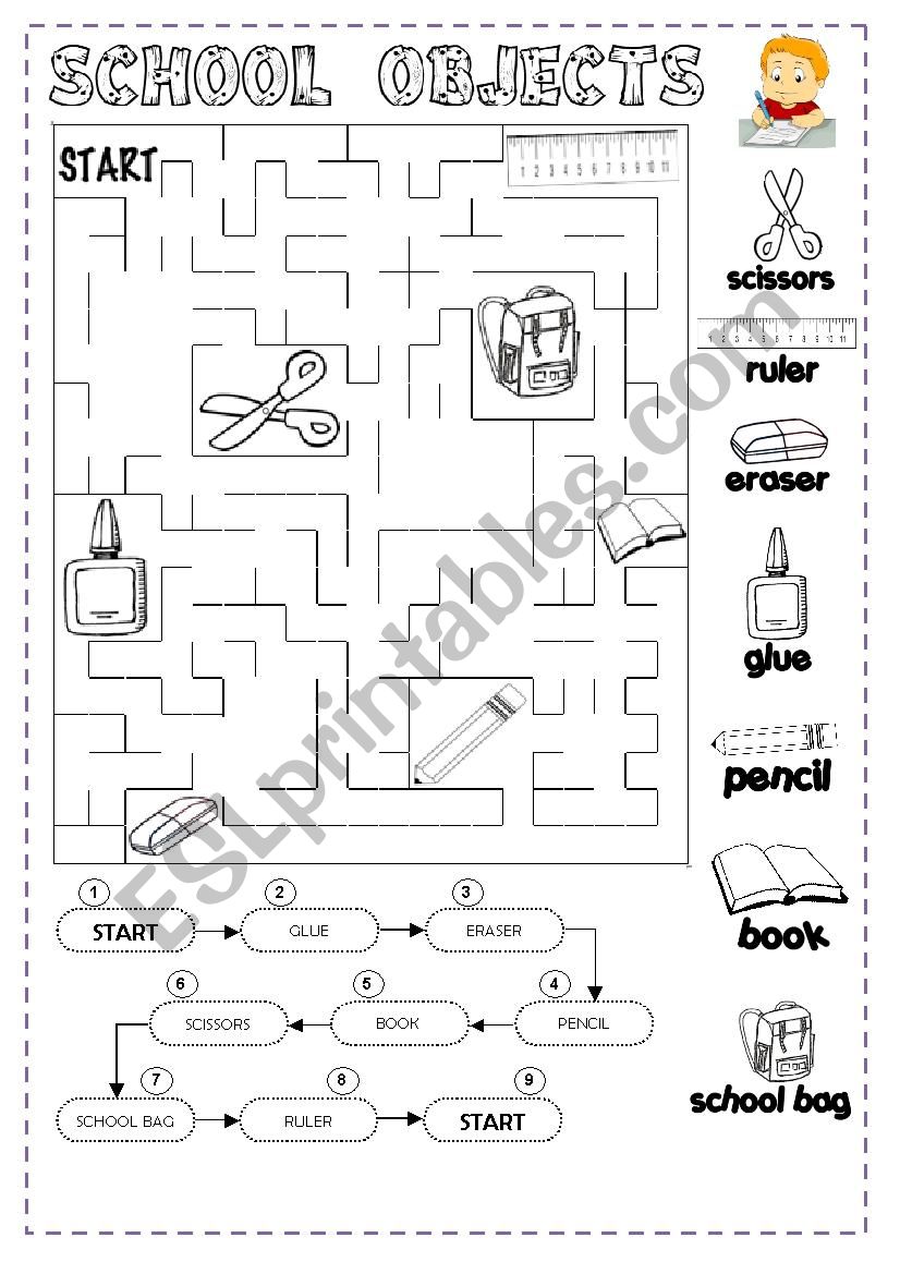 Classroom objects worksheet