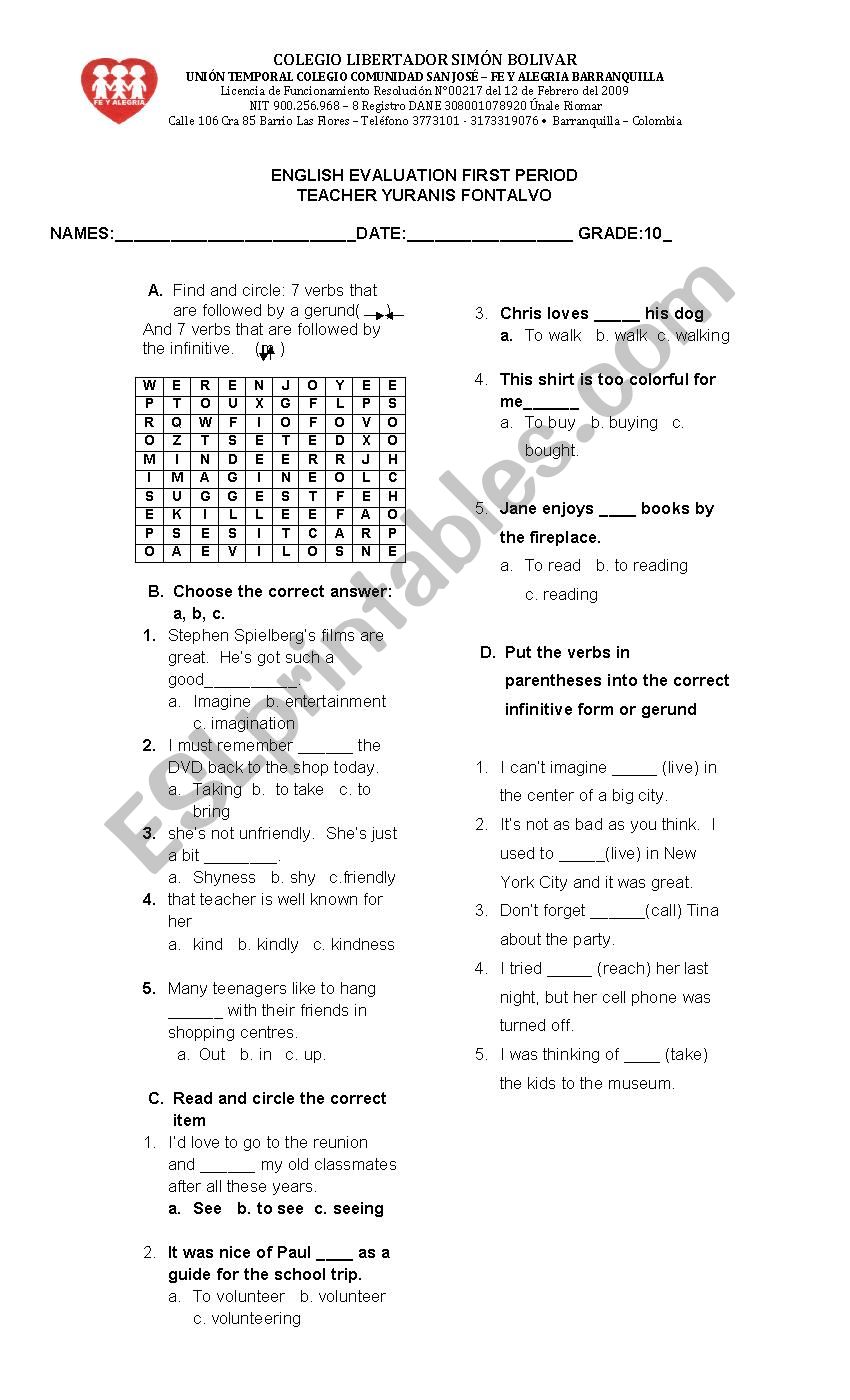 ENGLISH TEST worksheet