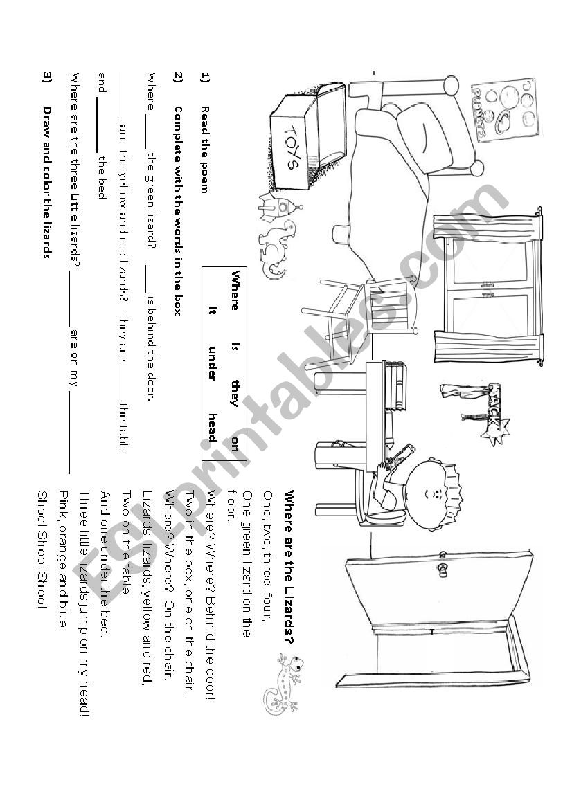 Where are the lizards worksheet