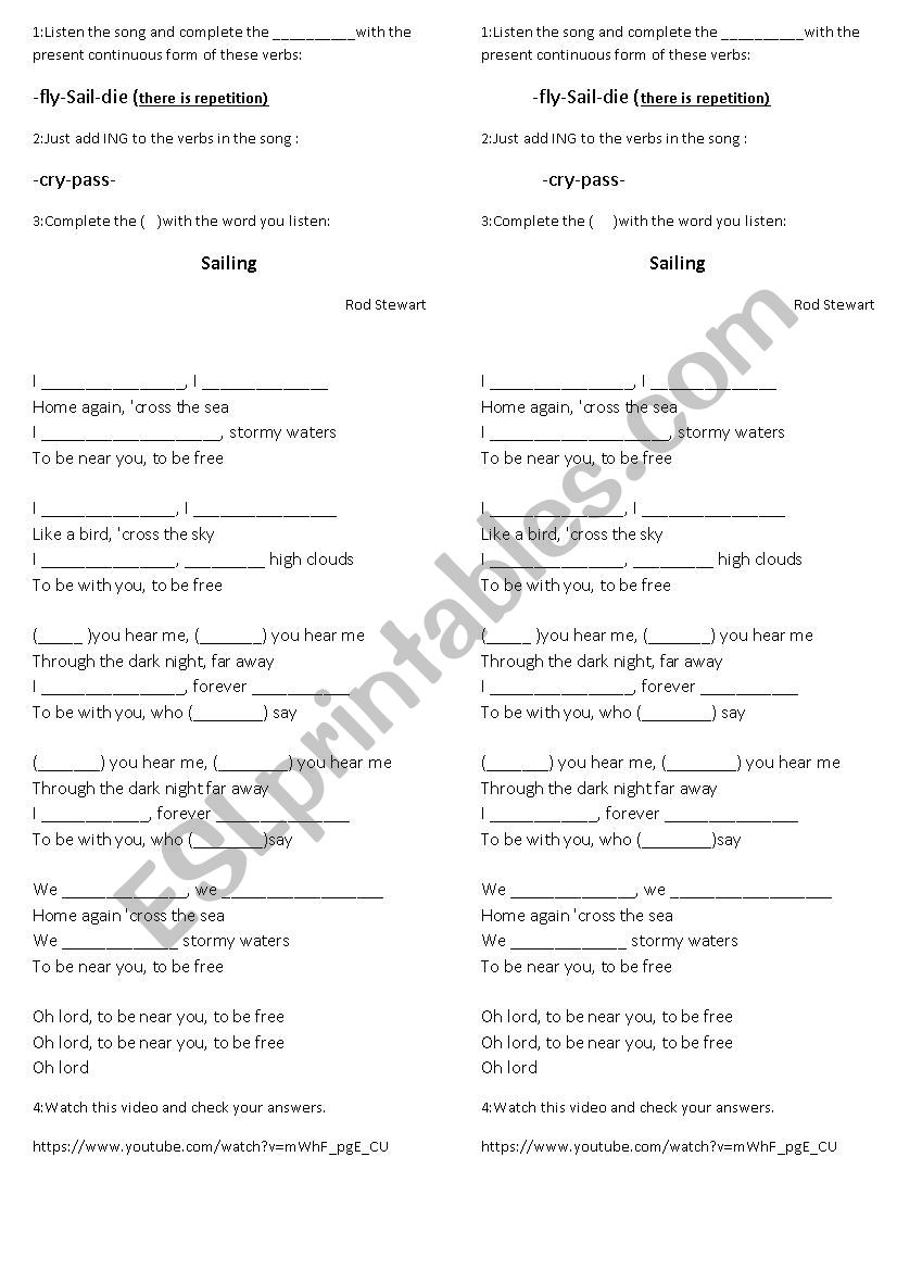 Sailing Rod Stweart worksheet