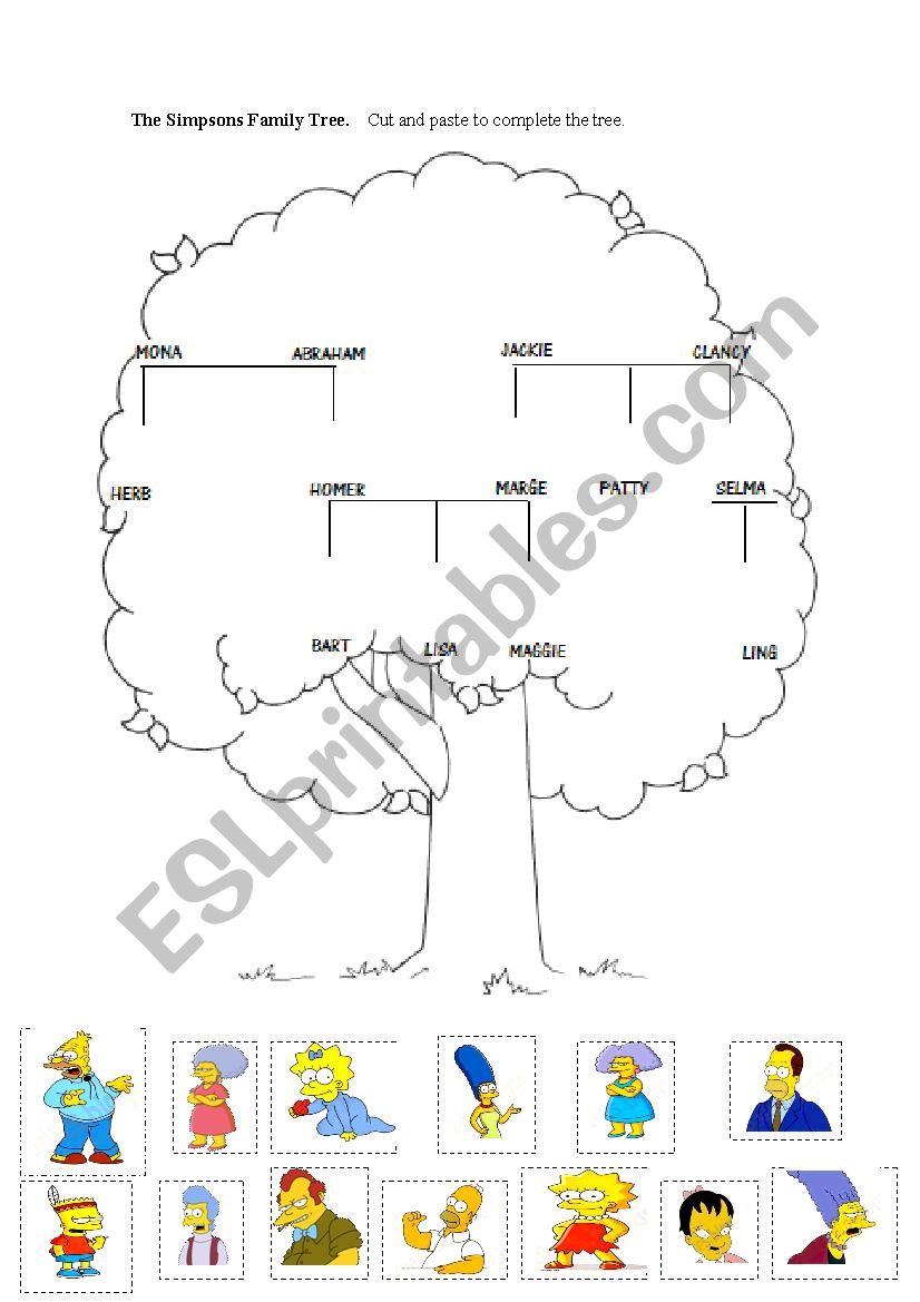 The Simpsons Family Tree worksheet