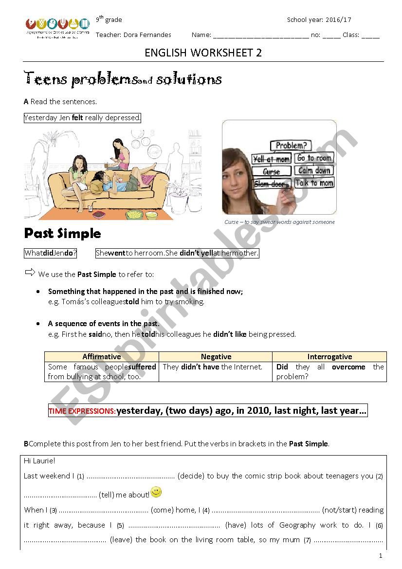 Past Simple with TeensÂ´ problems