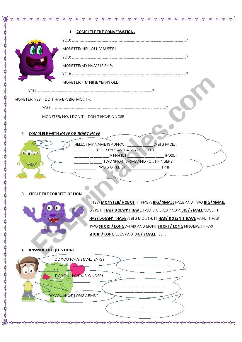 physical description and parts of the body