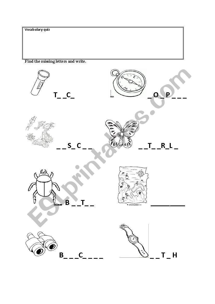 vocabulary quiz worksheet
