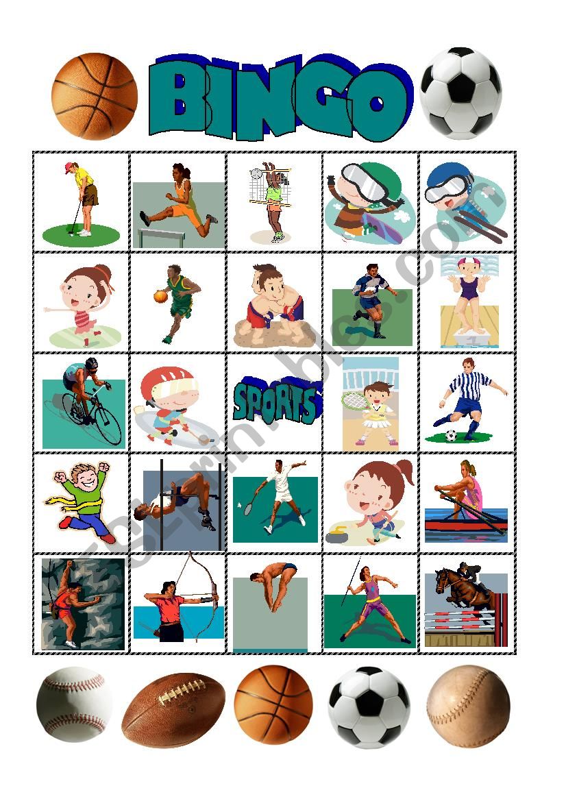 sports bingo worksheet