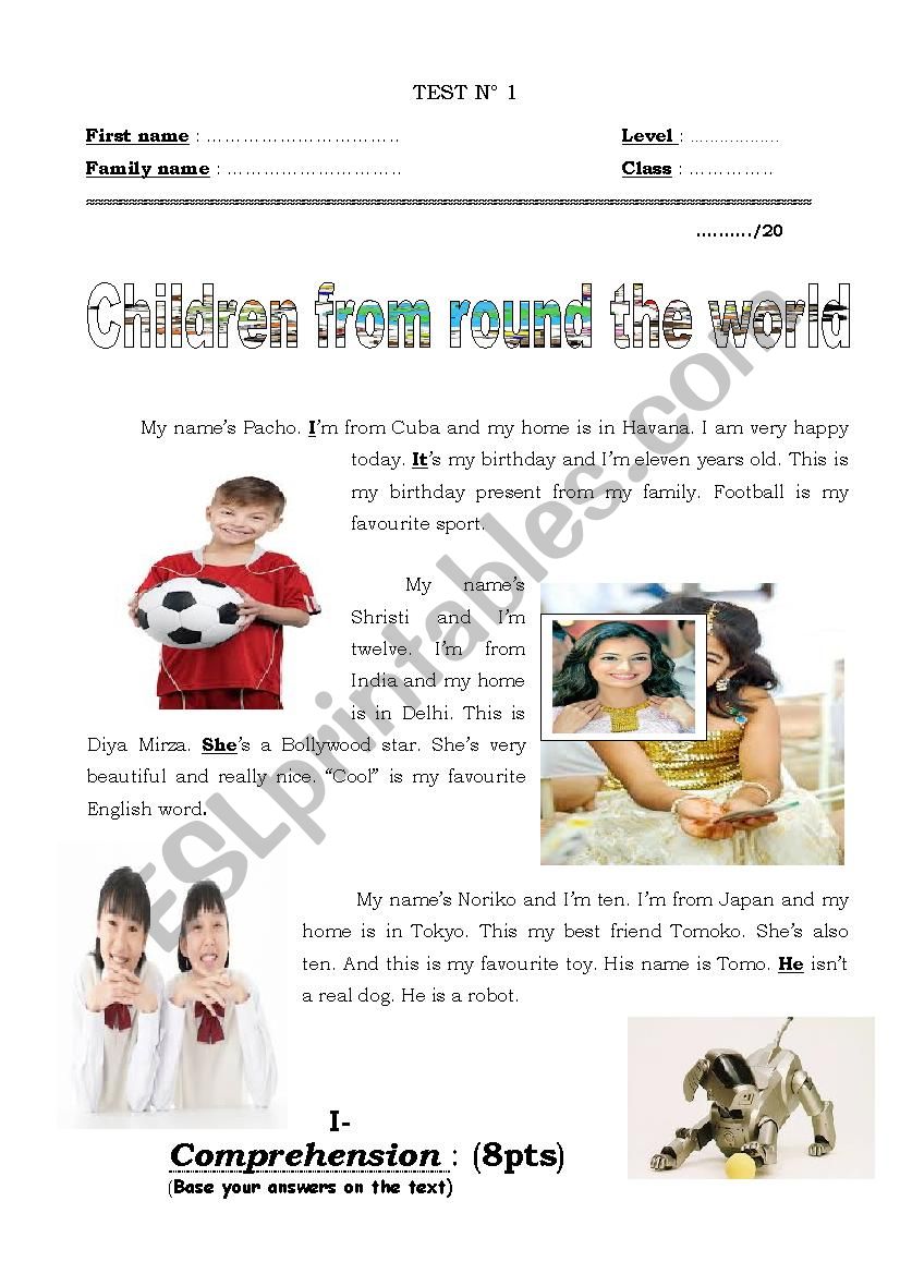 children from round the world worksheet