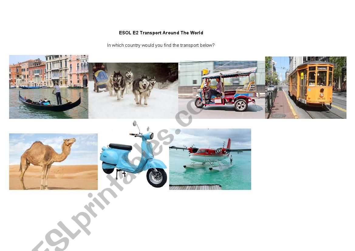 Transport Around The World worksheet