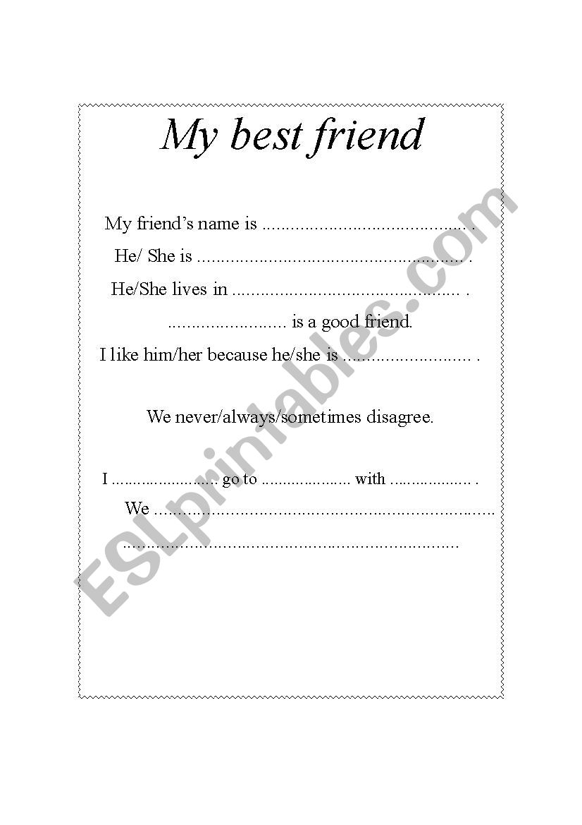 My best friend worksheet