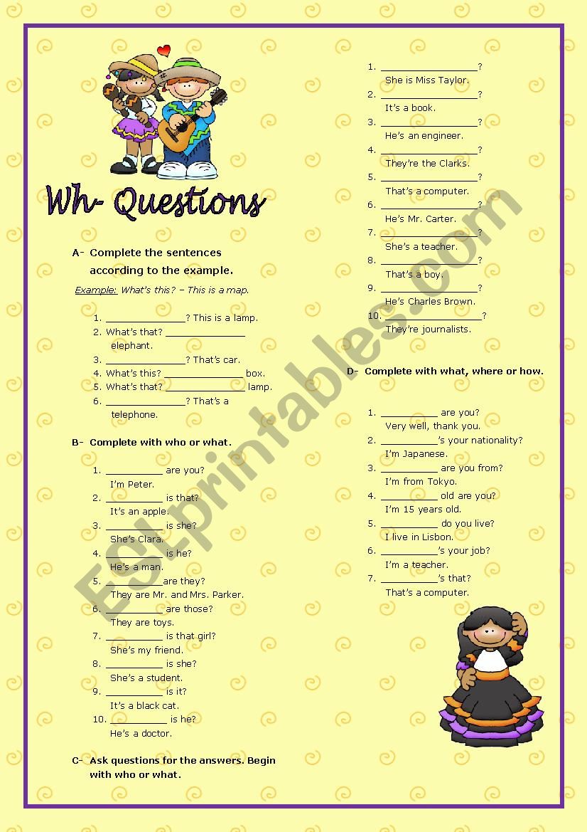 Wh-Questions worksheet