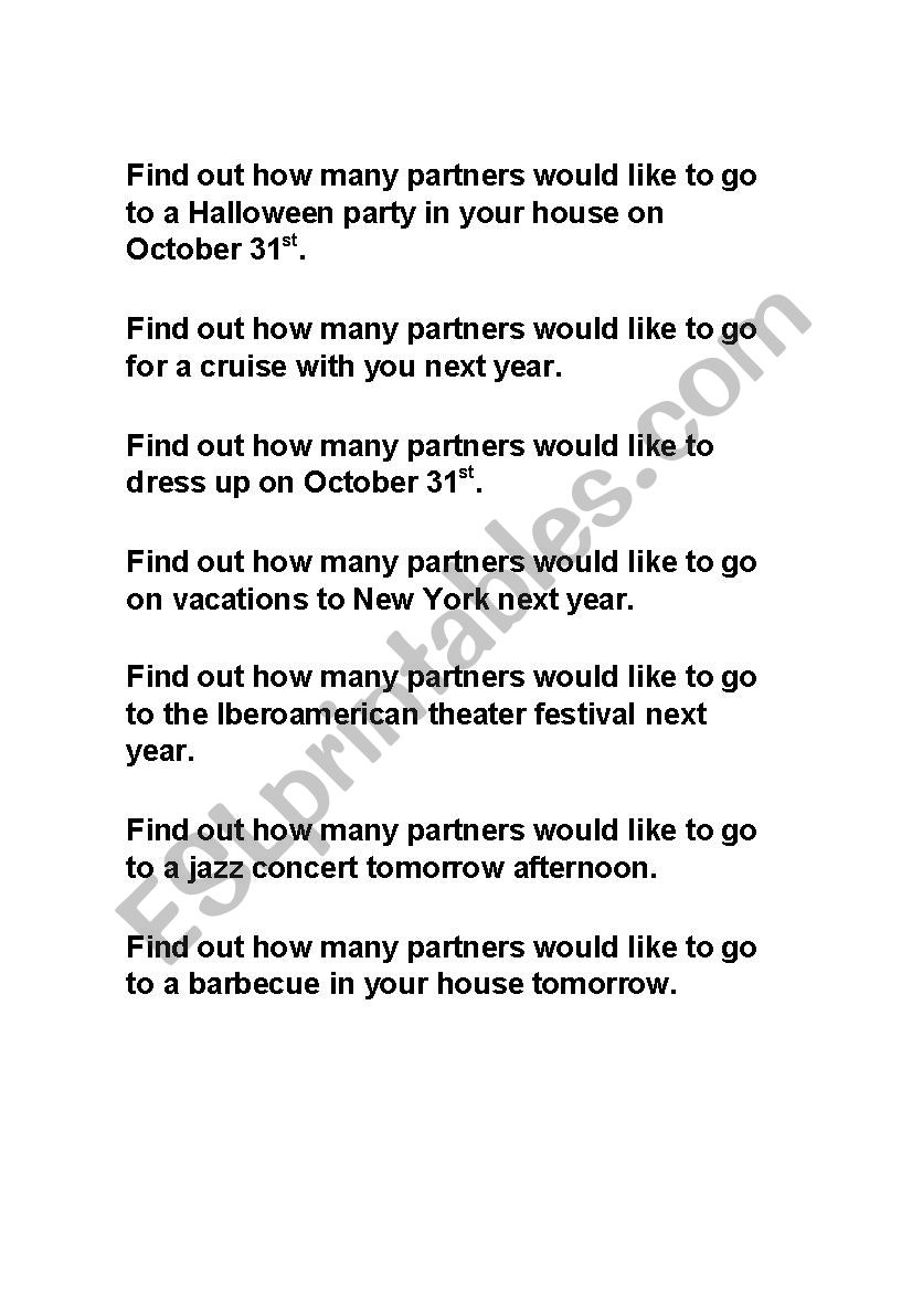 Would like to... worksheet