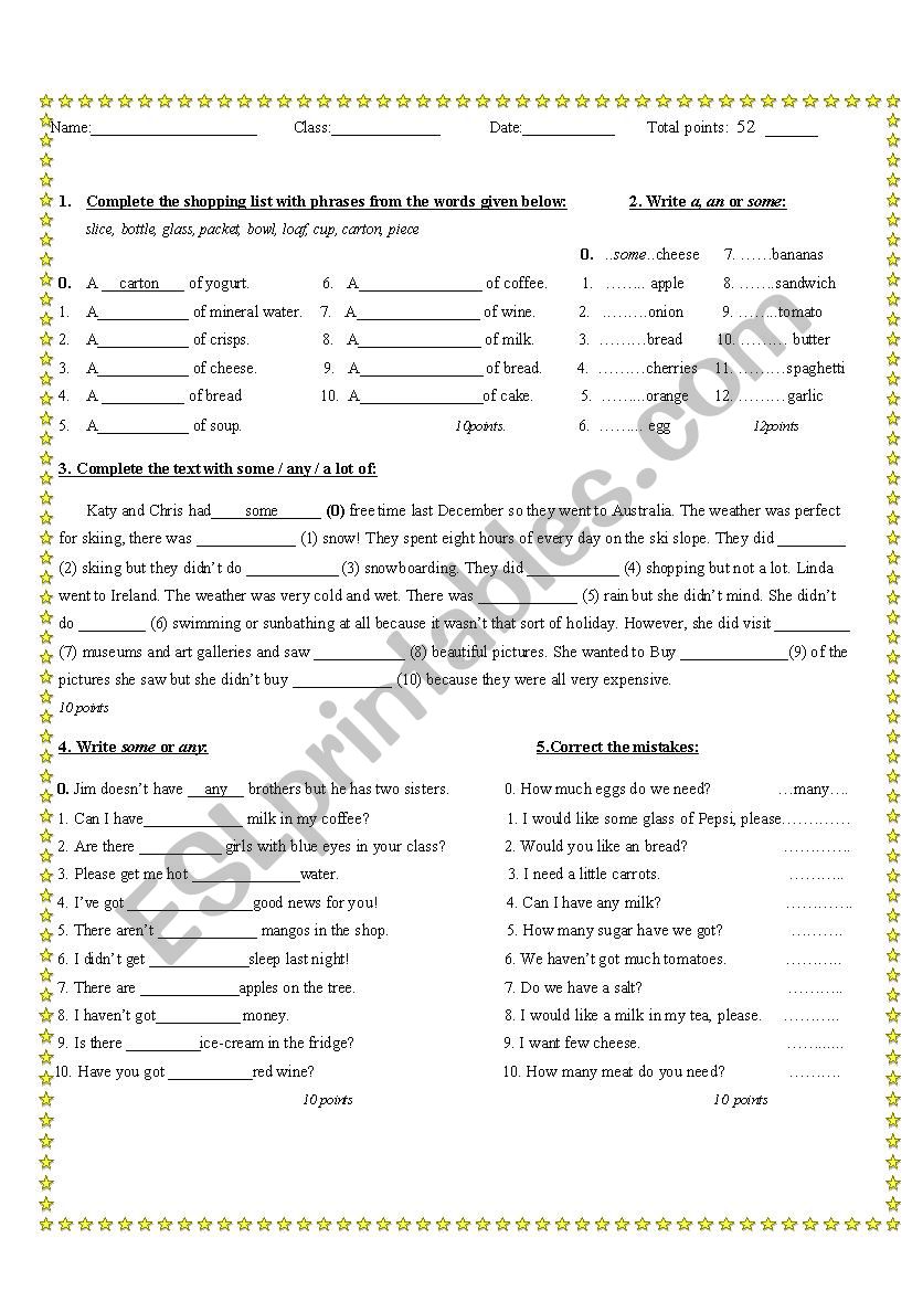 TEST worksheet