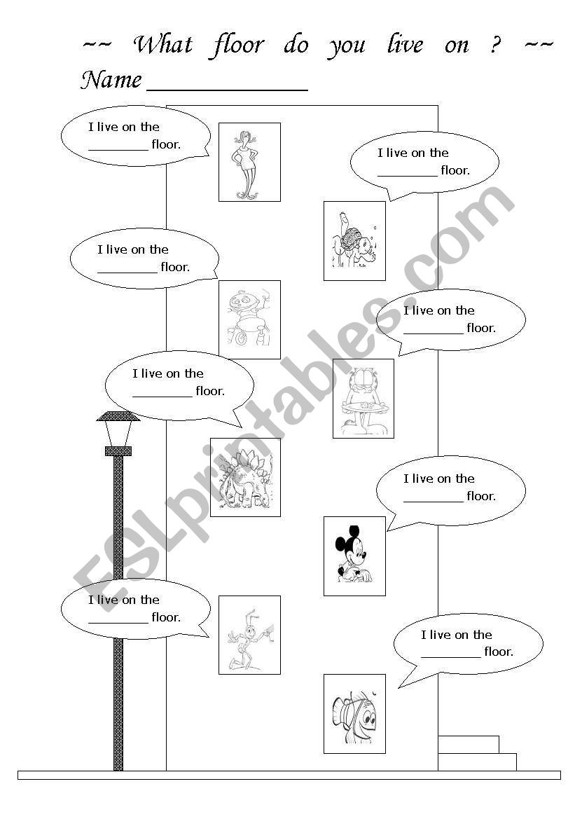 Which floor do you live on ? worksheet