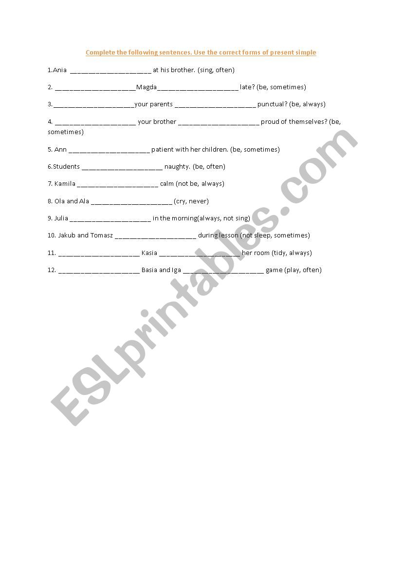 Present simple, vert to be and adverbs of frequency