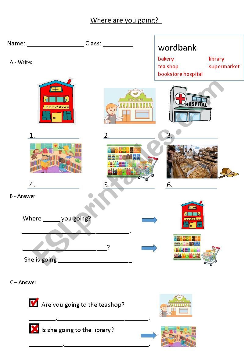 Where are you going? worksheet