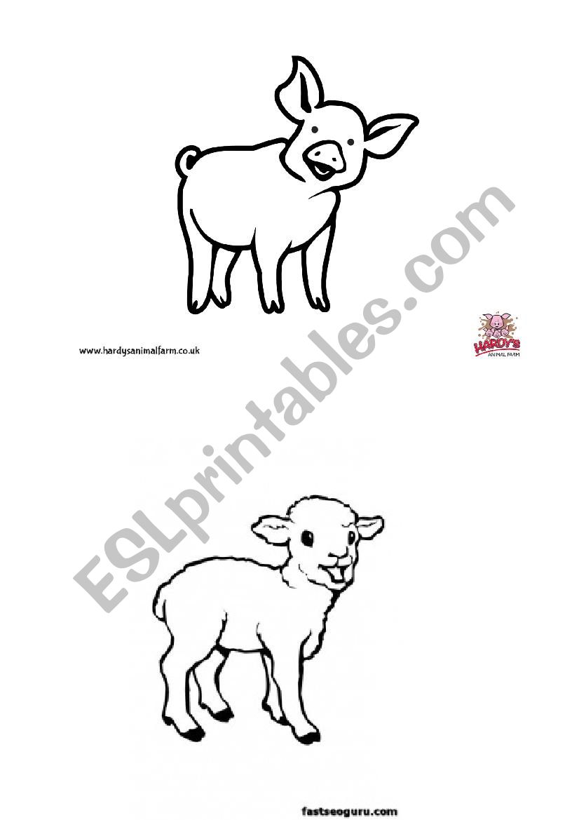 Listen and colour. Animals worksheet