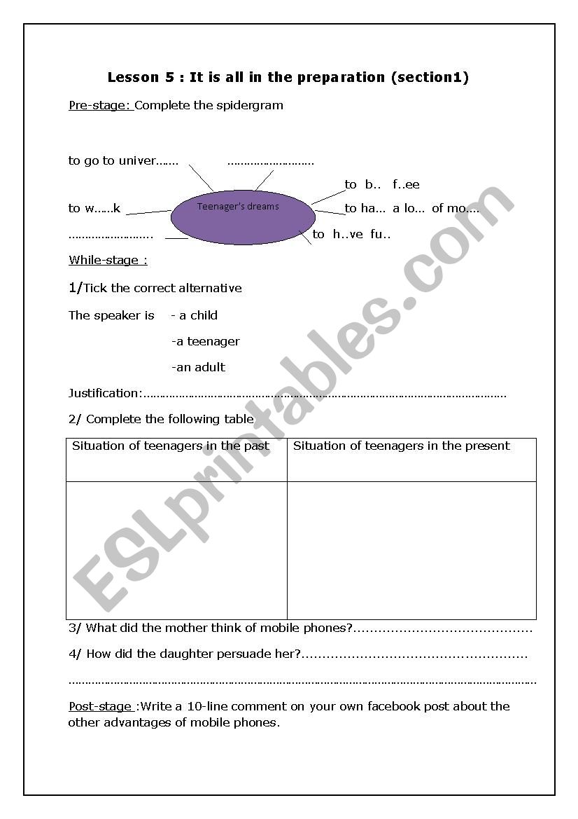 it is all in the preparation worksheet