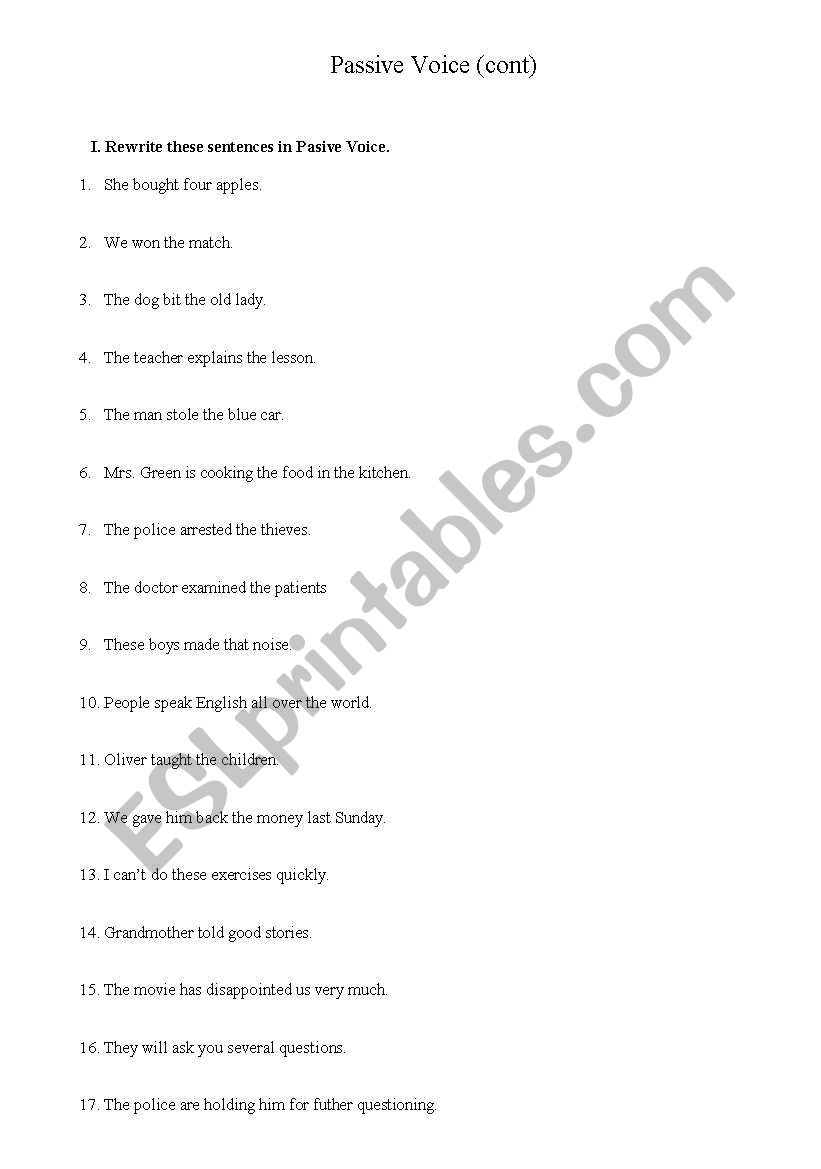 passive voice worksheet