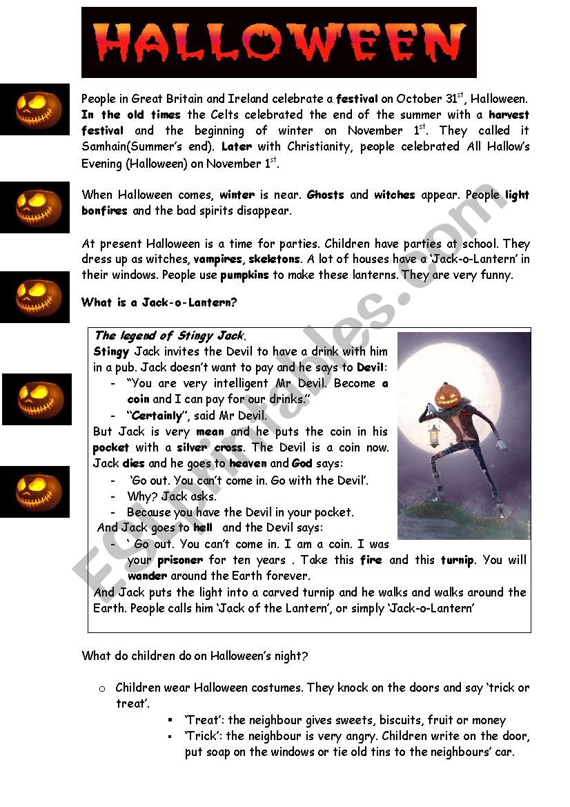 WHO IS JACK-O-LANTERN? worksheet